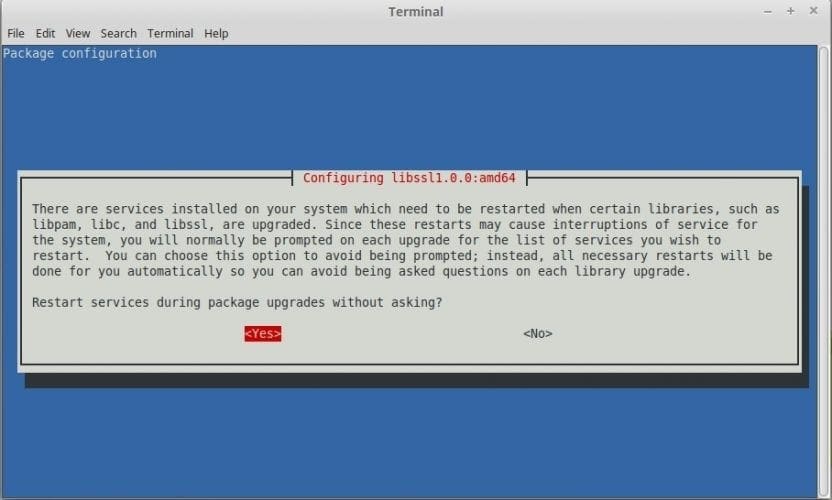 Confirm Restart of Services