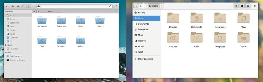 Files - elementary OS vs Fedora