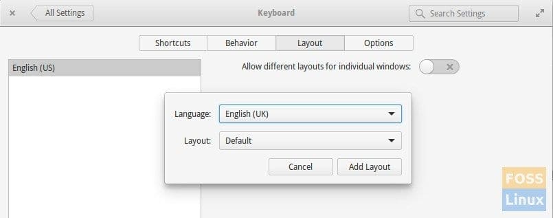 System Settings -Keyboard Layout