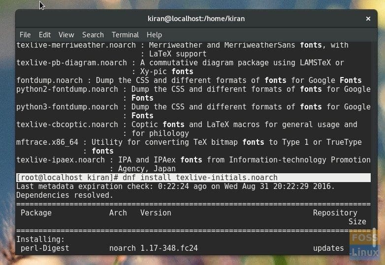 dnf install fonts