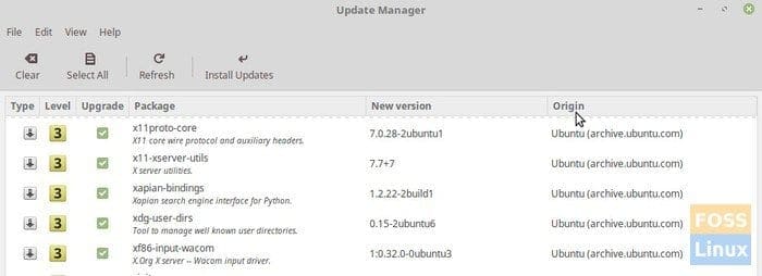 Origin in Update Manager