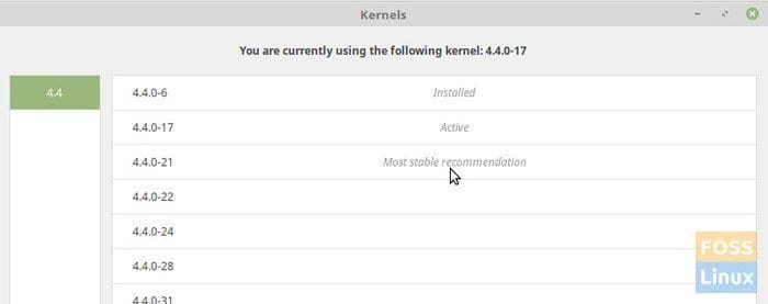 Kernel Version Recommendation