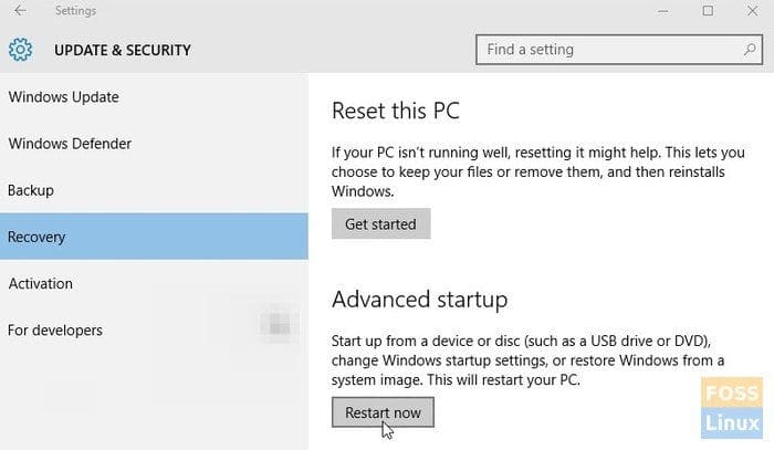 Windows 10 - Recovery Startup