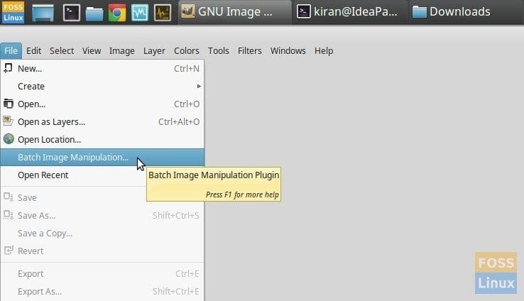 BIMP installed in GIMP on Linux Mint