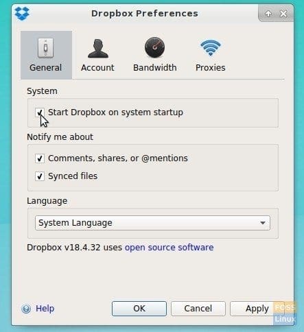 Dropbox Preferences