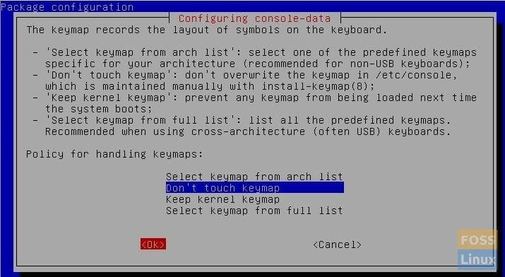 GParted - Configuring console-data Keymap Settings