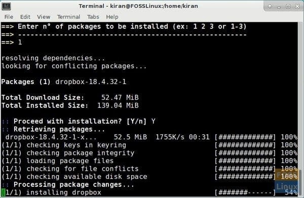 Installing Dropbox in Antergos