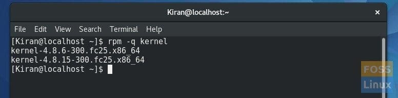 Fedora - List of all kernels installed