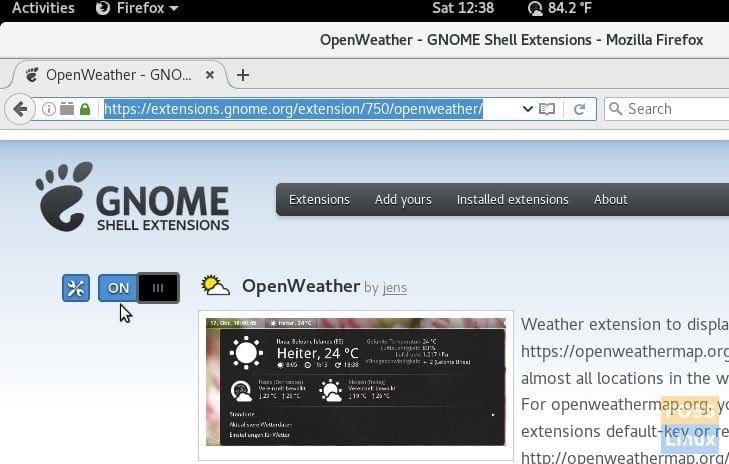 OpenWeather GNOME extension