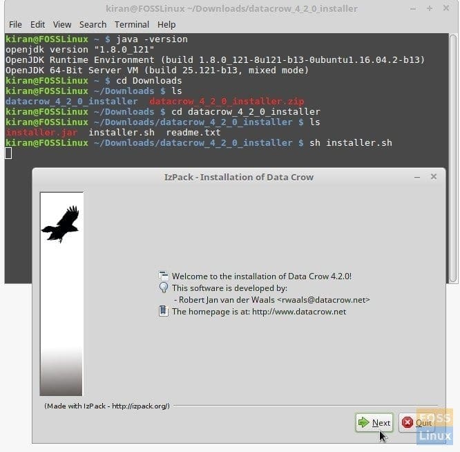 Data Crow Installation in Linux Mint 18.1