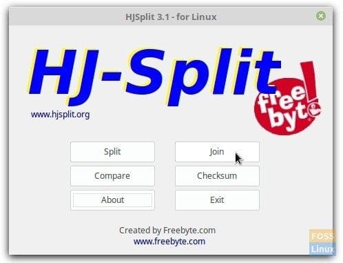 HJSplit for Linux User Interface