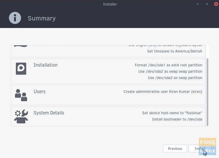 Summary of configured things until now