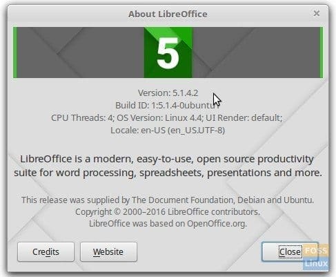 Installed LibreOffice version