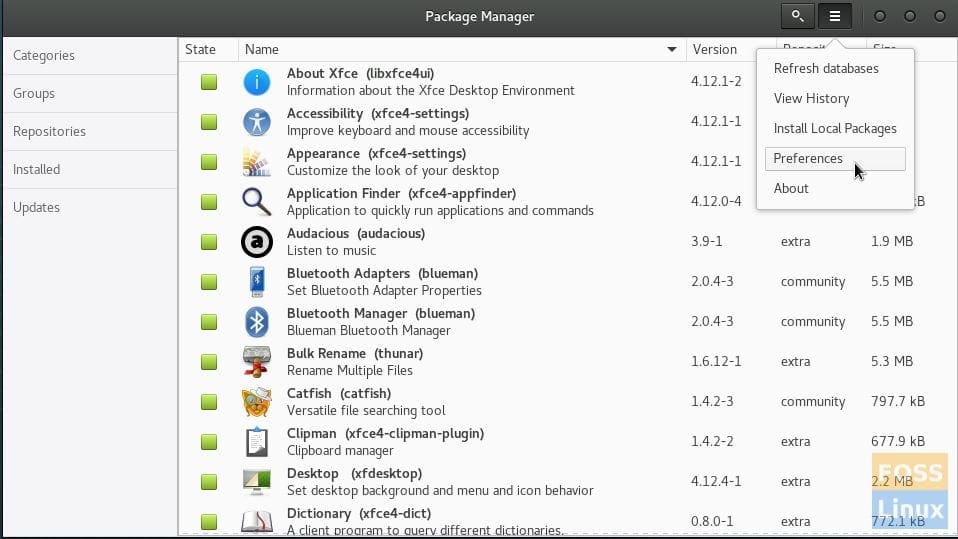 Package Manager Preferences