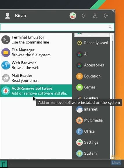 Manjaro Start Menu