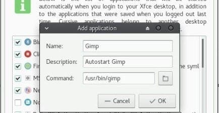 Adding Gimp to Startup Programs