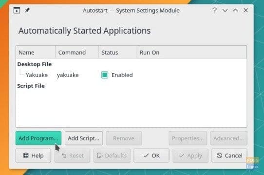 Autostart Manager in Manjaro KDE Edition