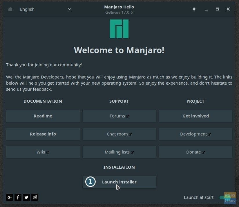 Launch Manjaro Installer