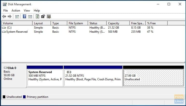 Partitions created for Manjaro installation