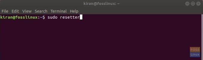 Launching Resetter in Ubuntu 17.10 Terminal