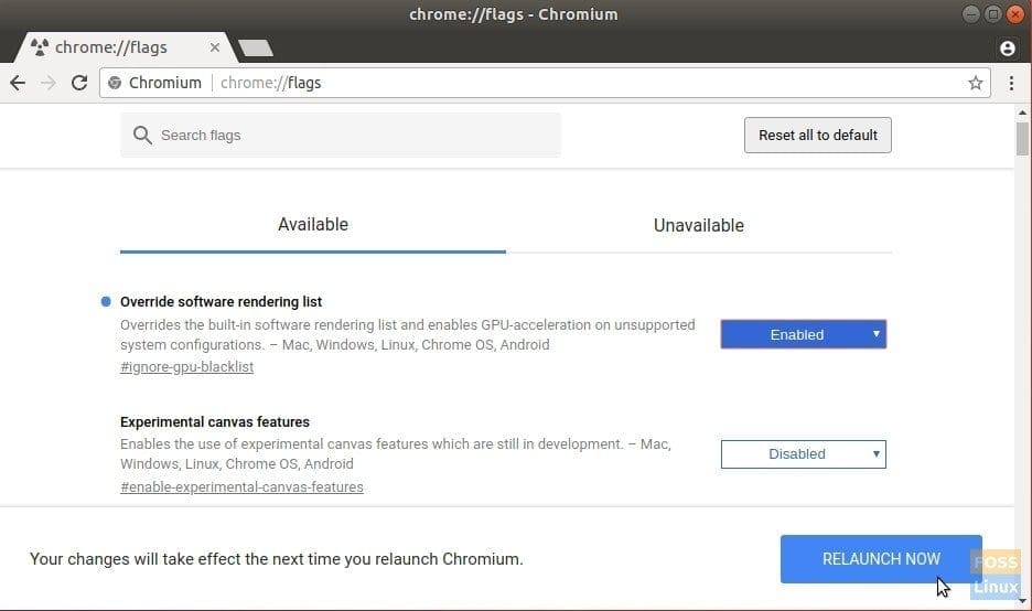 Override Hardware Acceleration settings using Chrome Flags