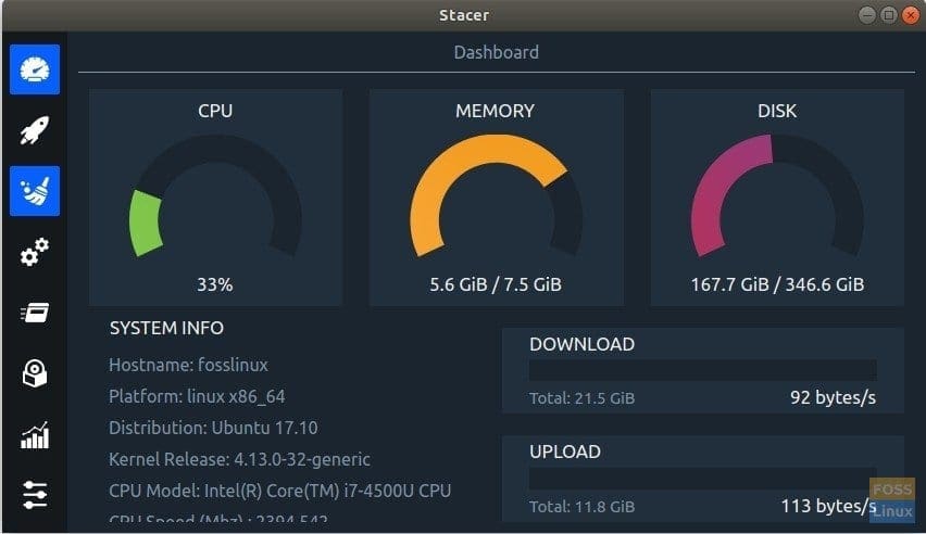 Stacer Dashboard