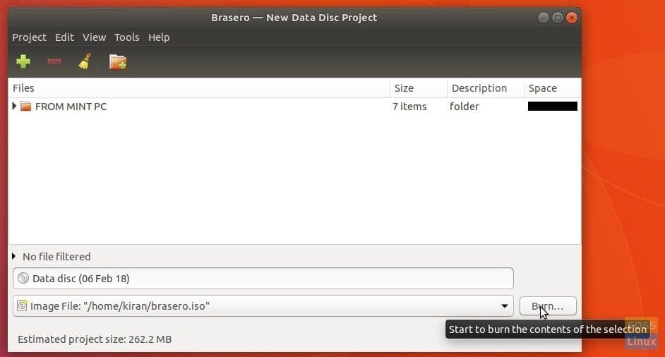 Burn data to ISO Image File (No disc)