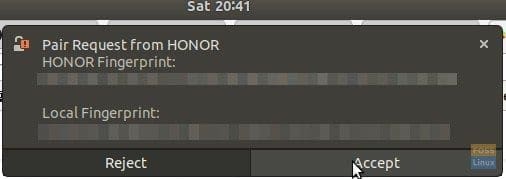 Accept Pairing on your Ubuntu PC