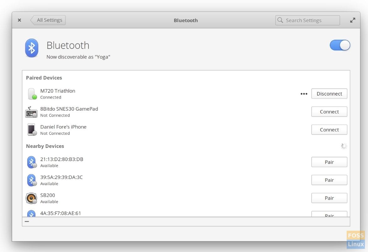 Bluetooth Settings in Juno