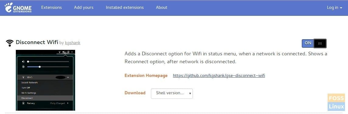 Enable Disconnect Wifi GNOME extension