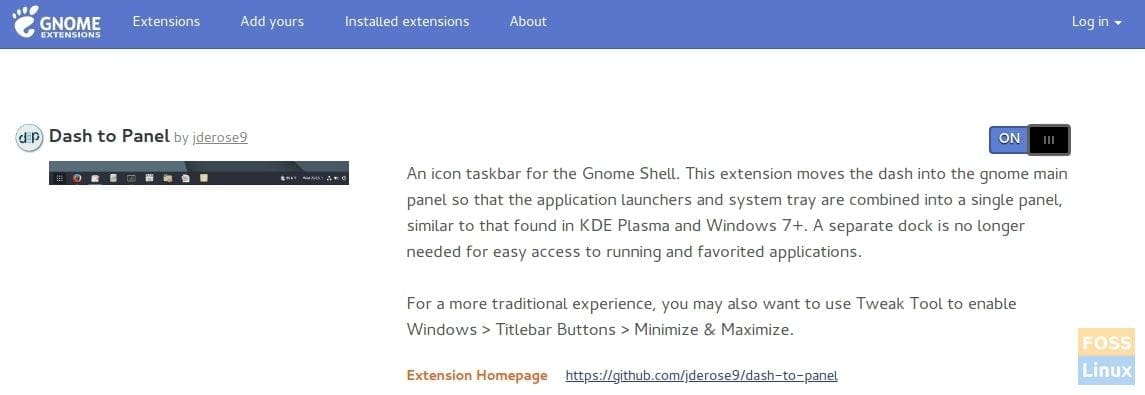 Installing Dash to Panel GNOME extension