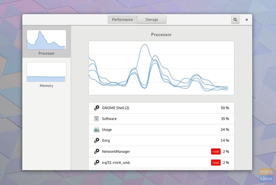 New Usage App in GNOME 3.28