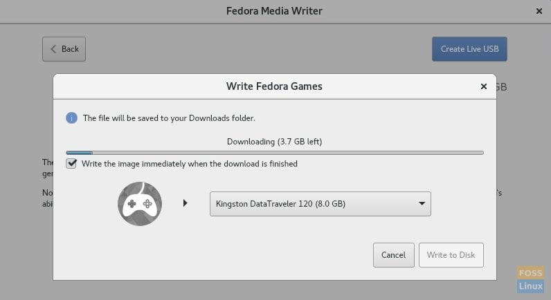 Preparing Fedora 27 Games USB drive