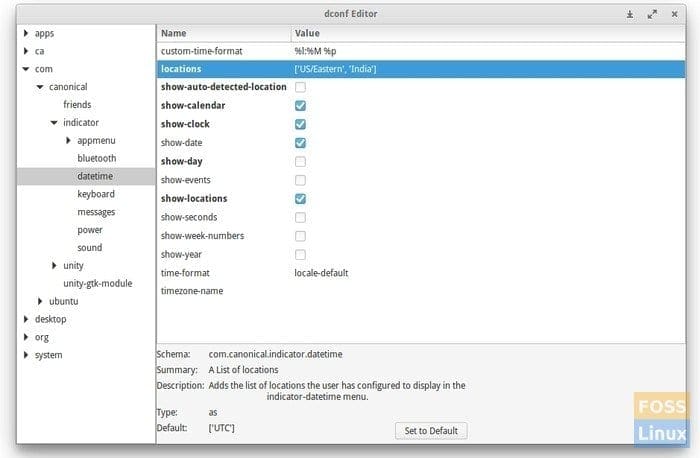 dconf editor - Add Time Zones