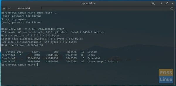 fdisk - Check SWAP size