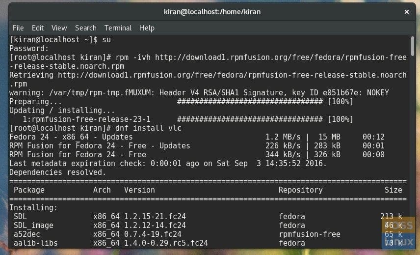 VLC Installation via Terminal