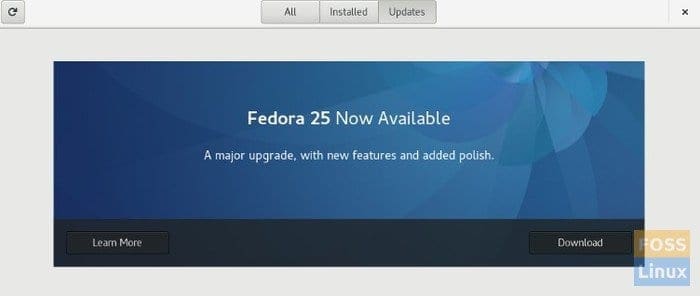 Fedora 25 Upgrade Notification