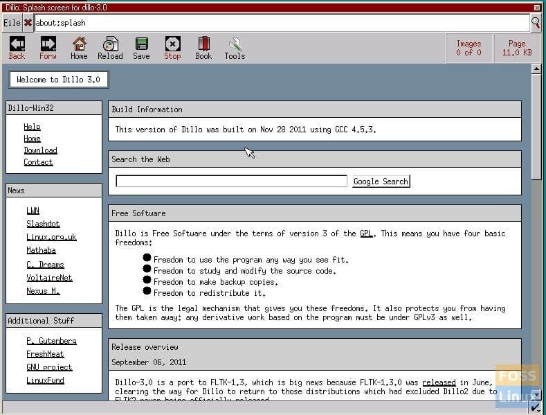Dillo web browser.