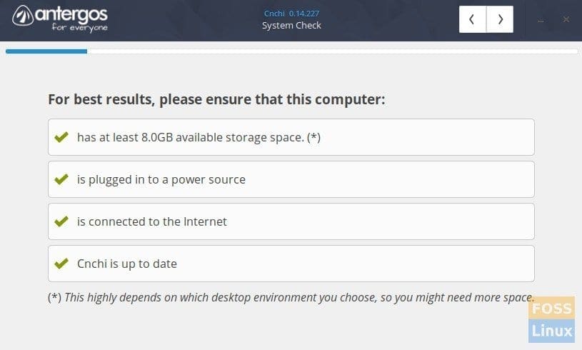 Antergos Installer - System Check