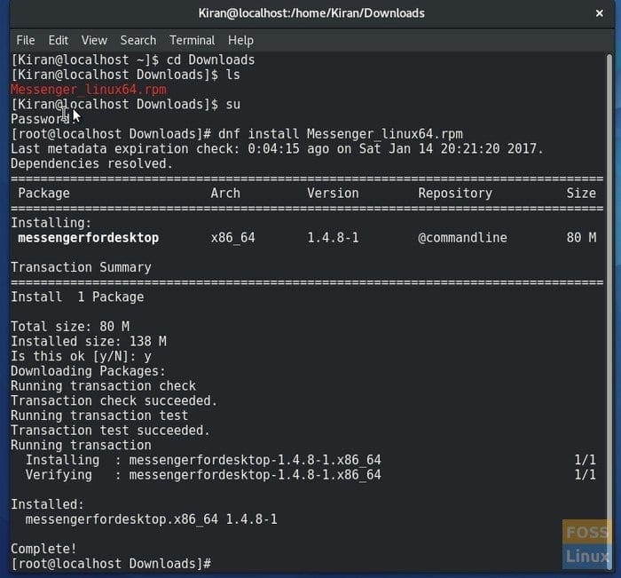 Installing Facebook Messenger on Fedora 25