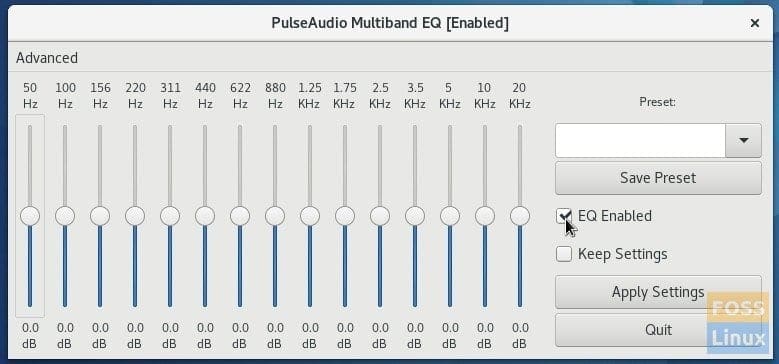 Pulse Audio Graphic Equalizer Enabled in Fedora 25