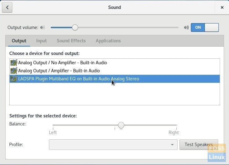Sound Output Settings in Fedora 25
