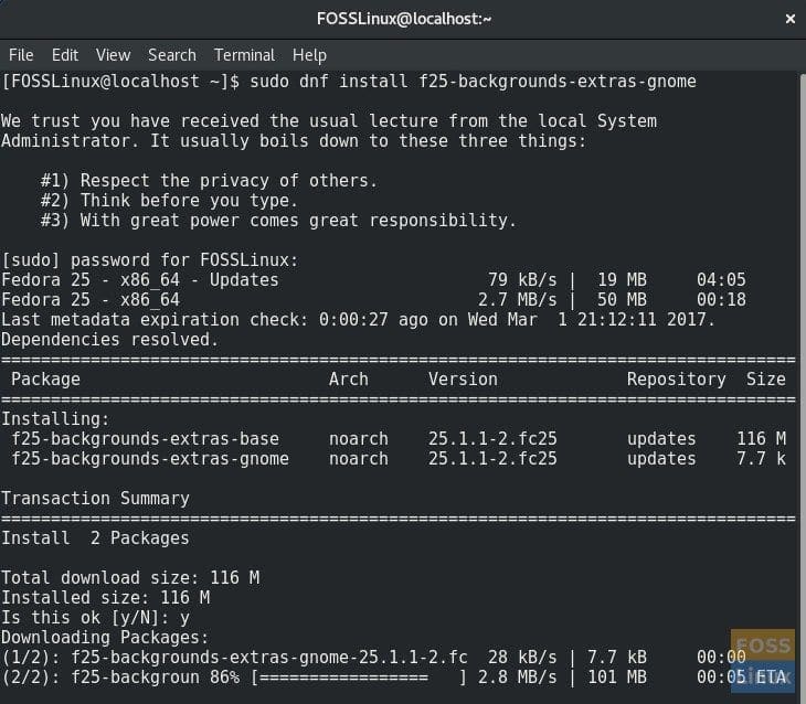 Install Additional Wallpapers in Fedora 25