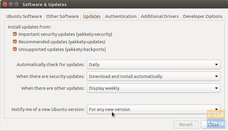 Update Manager Settings