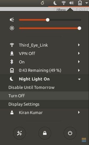 Night mode screen ubuntu