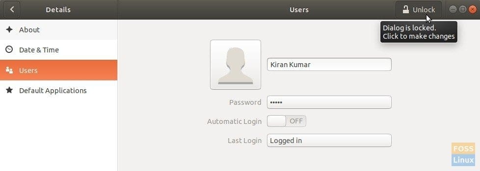 Unlock to change Admin settings