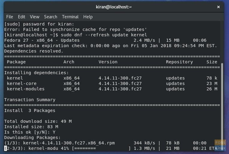 Fedora System Update
