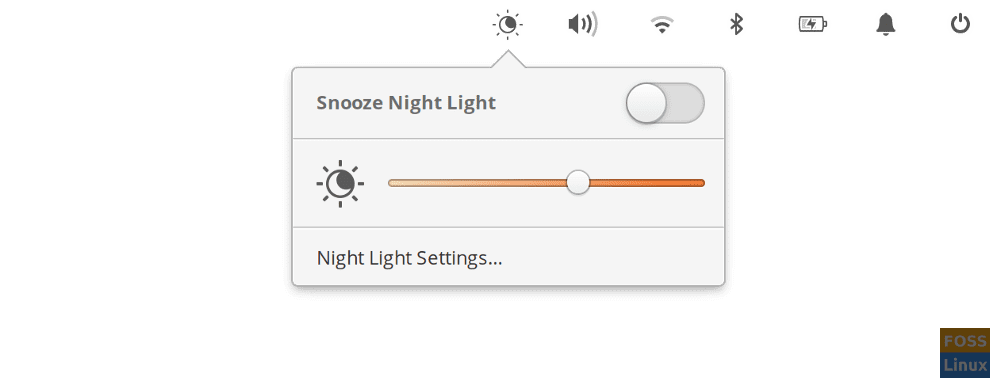 Indikator pada Panel Teratas menunjukkan Snooze Night Light