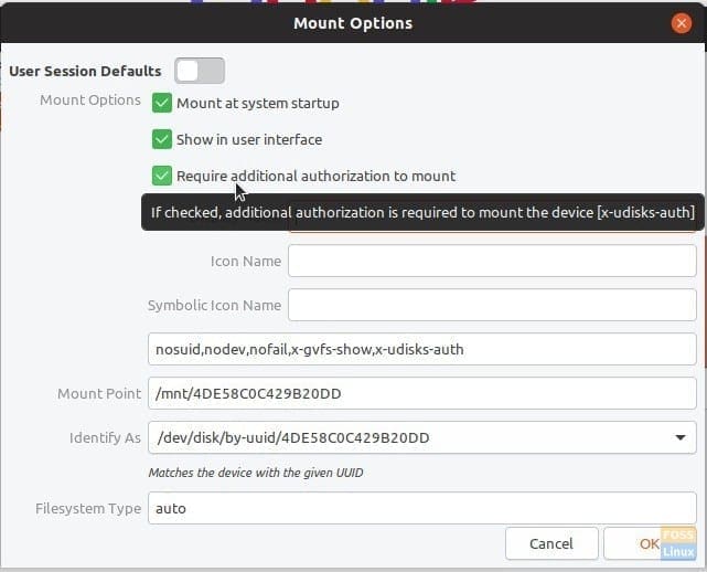 Mount Options - Setting Authorization