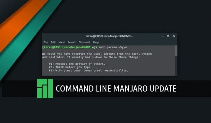 Update manjaro using command line Update manjaro using command line